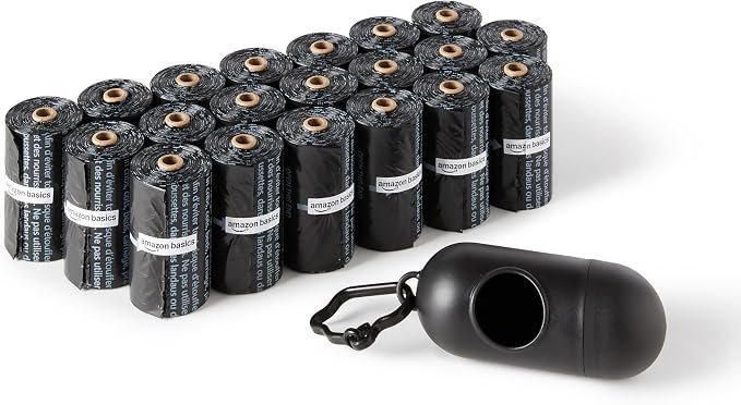 Amazon Basics Dog Poop Bags with Dispenser and Leash Clip